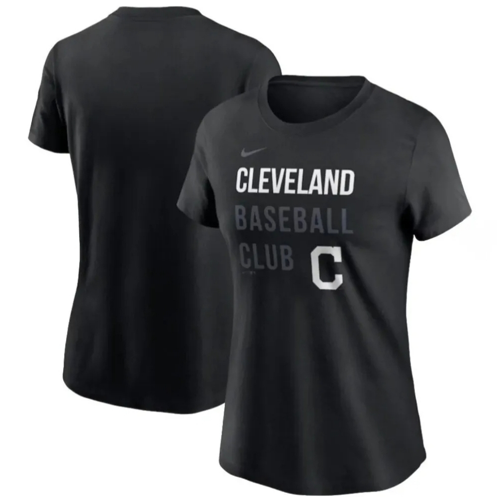 Cleveland Indians Nike MLB Baseball Club Black T-Shirt Women's Large NWT